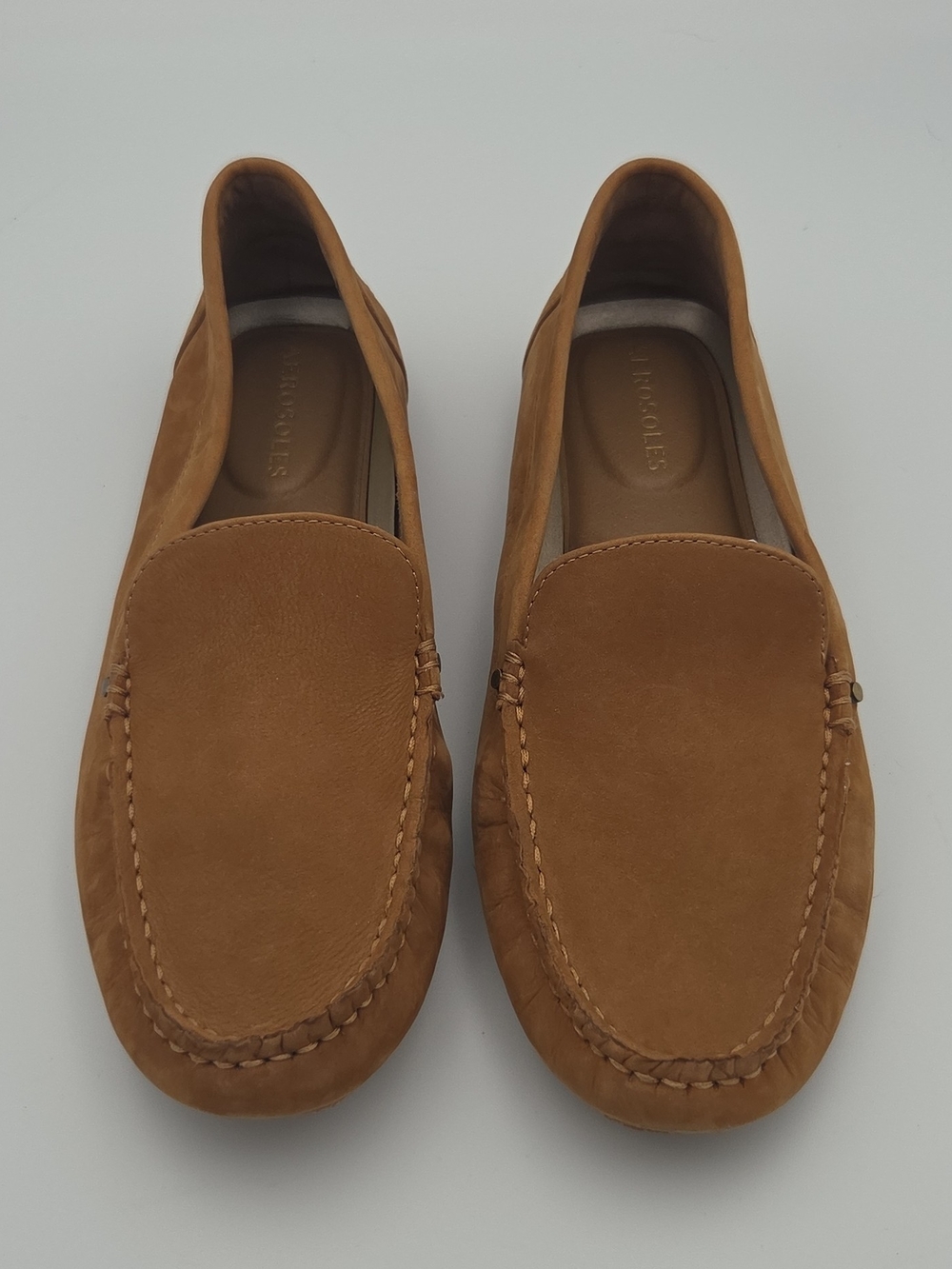 AEROSOLES Women's Tan Nubuck Slip-On Loafers